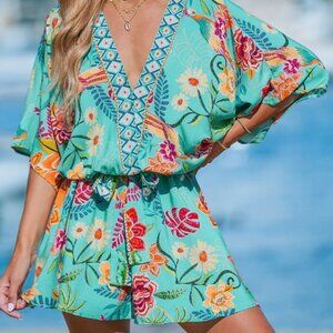 Tropical Dolman Sleeve Mini Dress